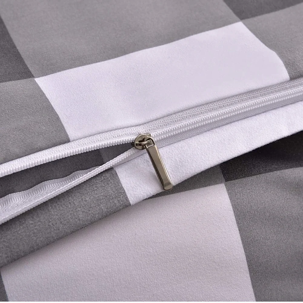 COPY Duvet Cover Set 2 Piece Grey White Buffalo Plaid - Picture 4 of 5